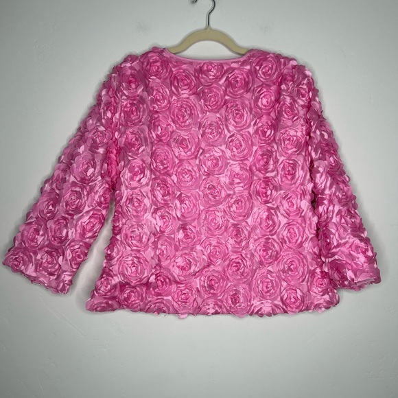 Boston Proper Rose Flower Textured Blazer Jacket Size Large Valentines Day - Picture 2 of 16